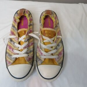 Converse Chuck Taylor All Star Shoreline Slip On Yellow Pink Chevron Woven Shoes
